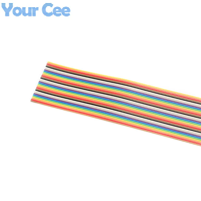 2m/lot Rainbow Ribbon Cable 10P 14P 16P 20P 26P 34P 40P 50P Flat Color Wire 1.27mm Spacing Pitch