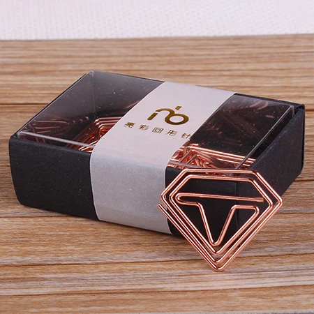 Rose Gold diamond Metal Color Clip Creative Lovely Bookmark Korean Version Shool Metal Clips Paper Bookmark Accessories Office