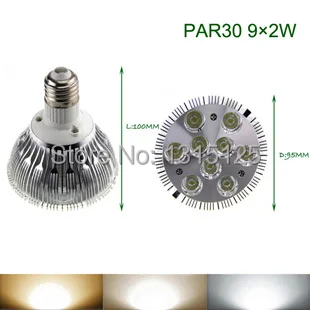 

Free shipping18W LED PAR30 Light,High Power PAR30 Bulb Light E27 Spotlight AC85-265V Warm White/white