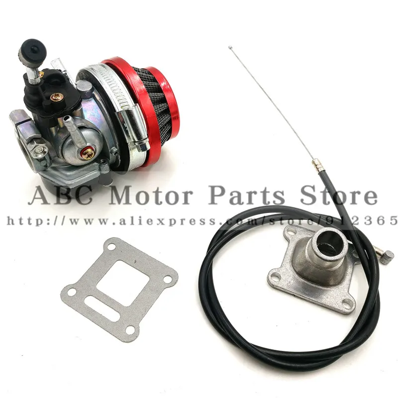 ATV 49cc Performance 19mm Carb Carburetor Air Filter Mainfold Assembly for 2-stroke 47cc 49 Cc Mini Pocket Bike