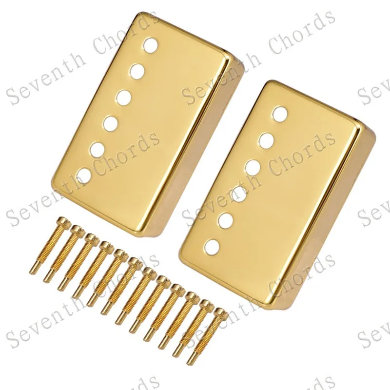 Ein Set mit 2 Stück Messing-Humbucker-Abdeckungen mit 6 Löchern und 6 Saiten für E-Gitarren-Zubehör, in drei Farben. – Detail 8
