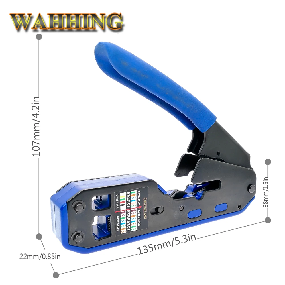 Ferramenta de rede Crimper para crimpagem, stripper, cabo Ethernet, apto para RJ45, Cat6, Cat5e, Cat5, plugues STP, cabos de conector RJ45