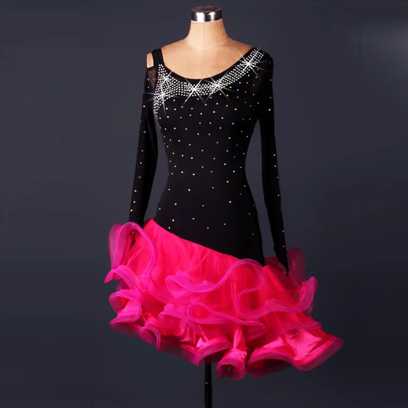 2021 New Adult/girls Latin Dance Dress Women /Lady Cha Cha/Rumba/Samba/Tango/Ballroom Dance Skirt Diamonds Costumes