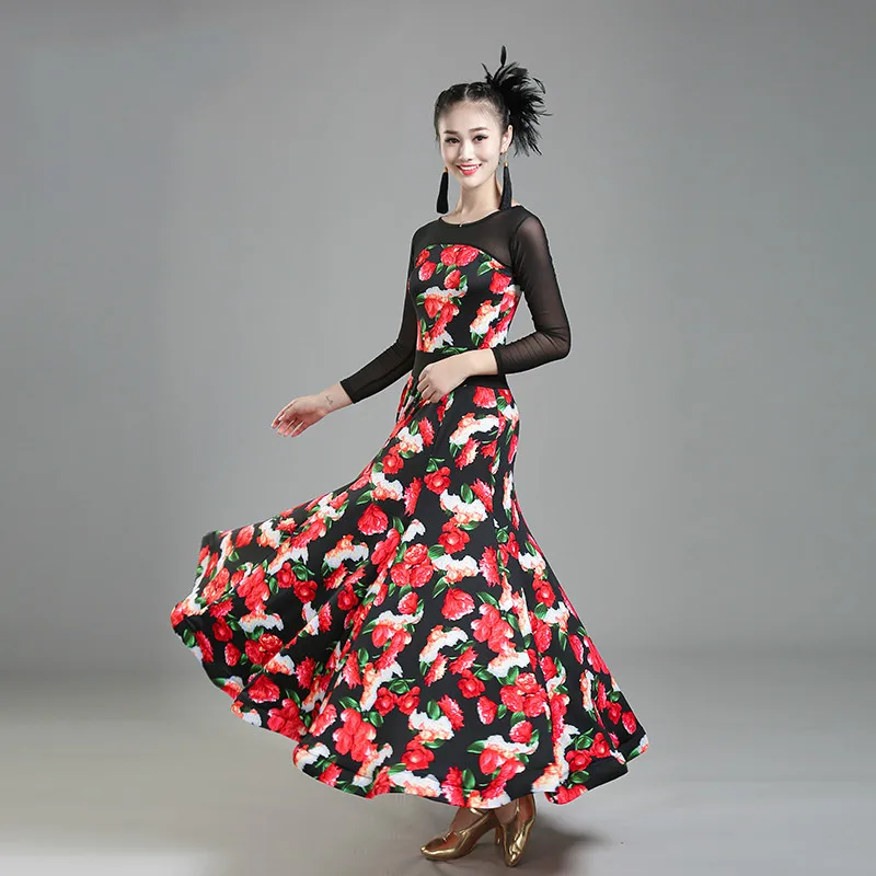 2021 novo design moderno vestido de dança de salão de baile para dança de salão valsa tango espanhol flamenco vestido de salão de baile padrão