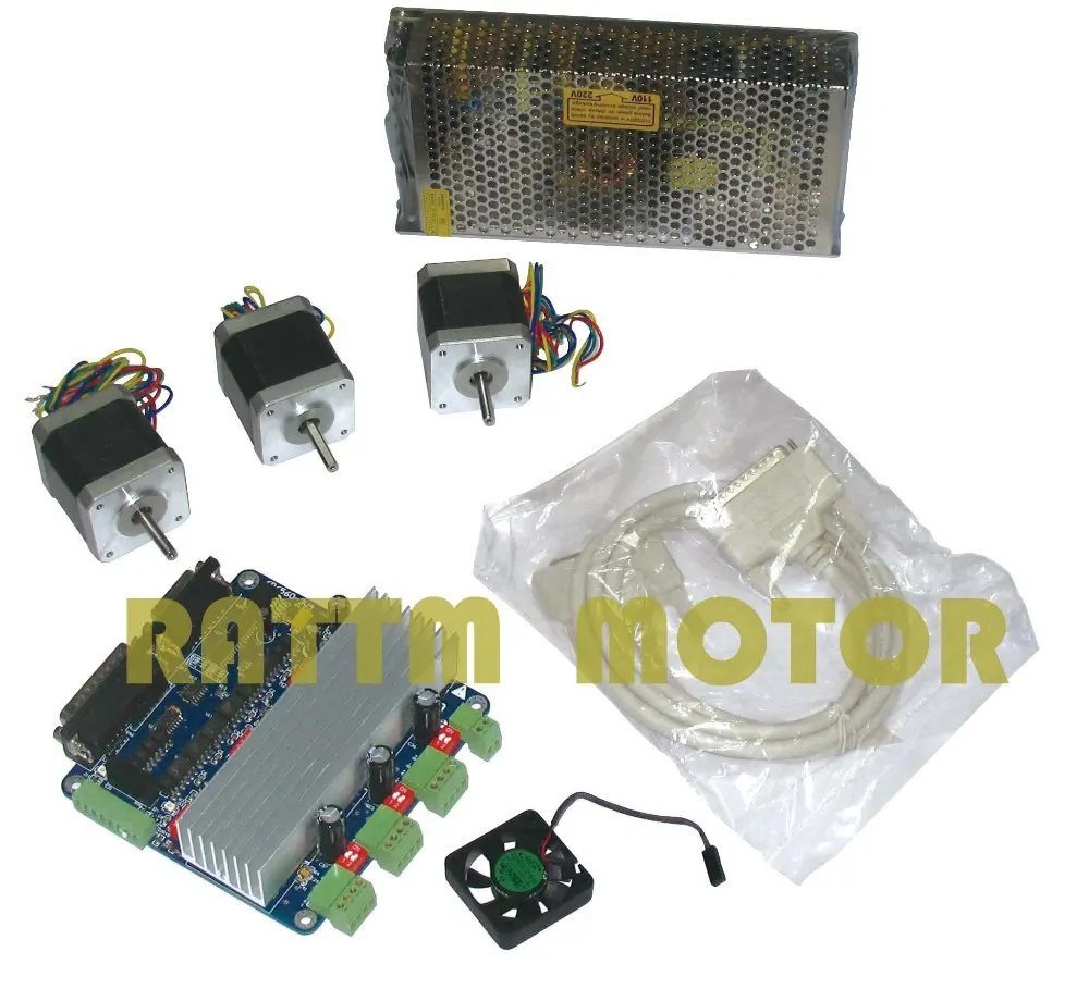 

3 Axis CNC controller kit 3 NEMA17 78oz-in stepper motor + 3 axis TB6560 CNC driver board