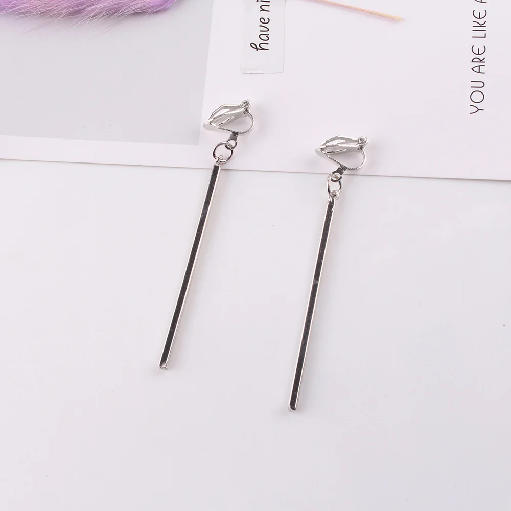 JIOFREE Korea Style 2 color Metal Strip Clip On Earrings Women Fashion No Ear Hole Earring Simple Style Geometric Clip Earrings