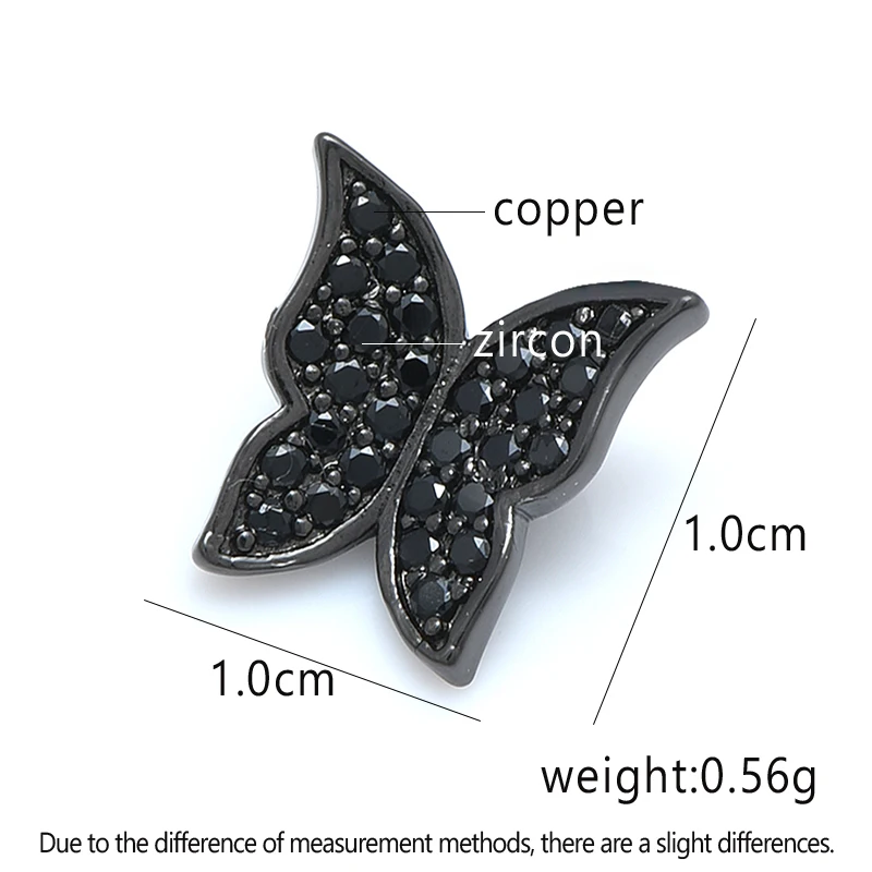 1PCS 10mm Black Cubic Zirconia Butterfly Charms Pendants Beads for DIY Handmade Jewelry Bracelet Necklace Making