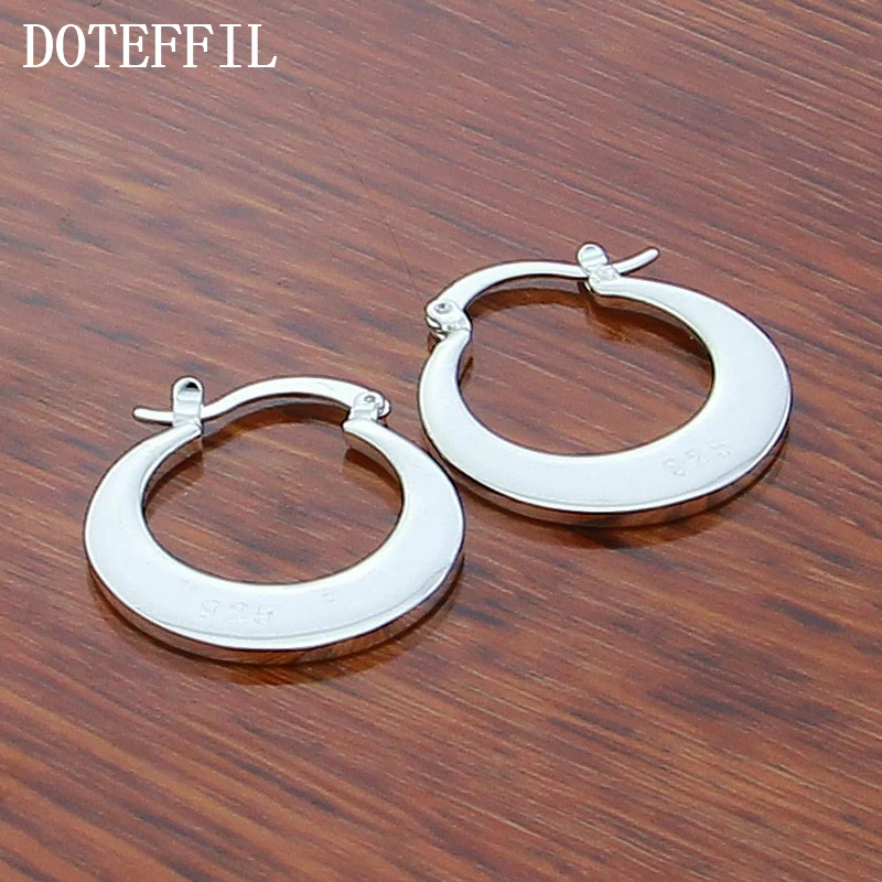 DOTEFFIL 925 Sterling Silver Sickle Hoop Earrings For Woman Wedding Engagement Party Fashion Charm Jewelry