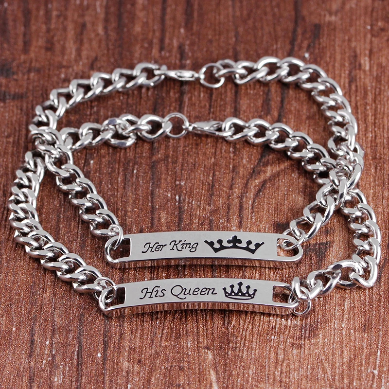 his queen her king Bracelets for lovers Women Bending statement couple Gift imperial crown bracelet for girlfriend boyfriend