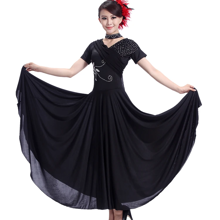 Modern dance ballroom dance dress pendant cuff dress Waltz Tango standard competition costumes