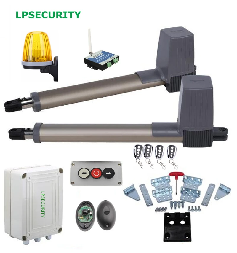 

LPSECURITY 300kg Dual 24vdc Swing Gate Opener Motor operator (photocell, lamp,keypad,gsm gate opener, gate lock optional)