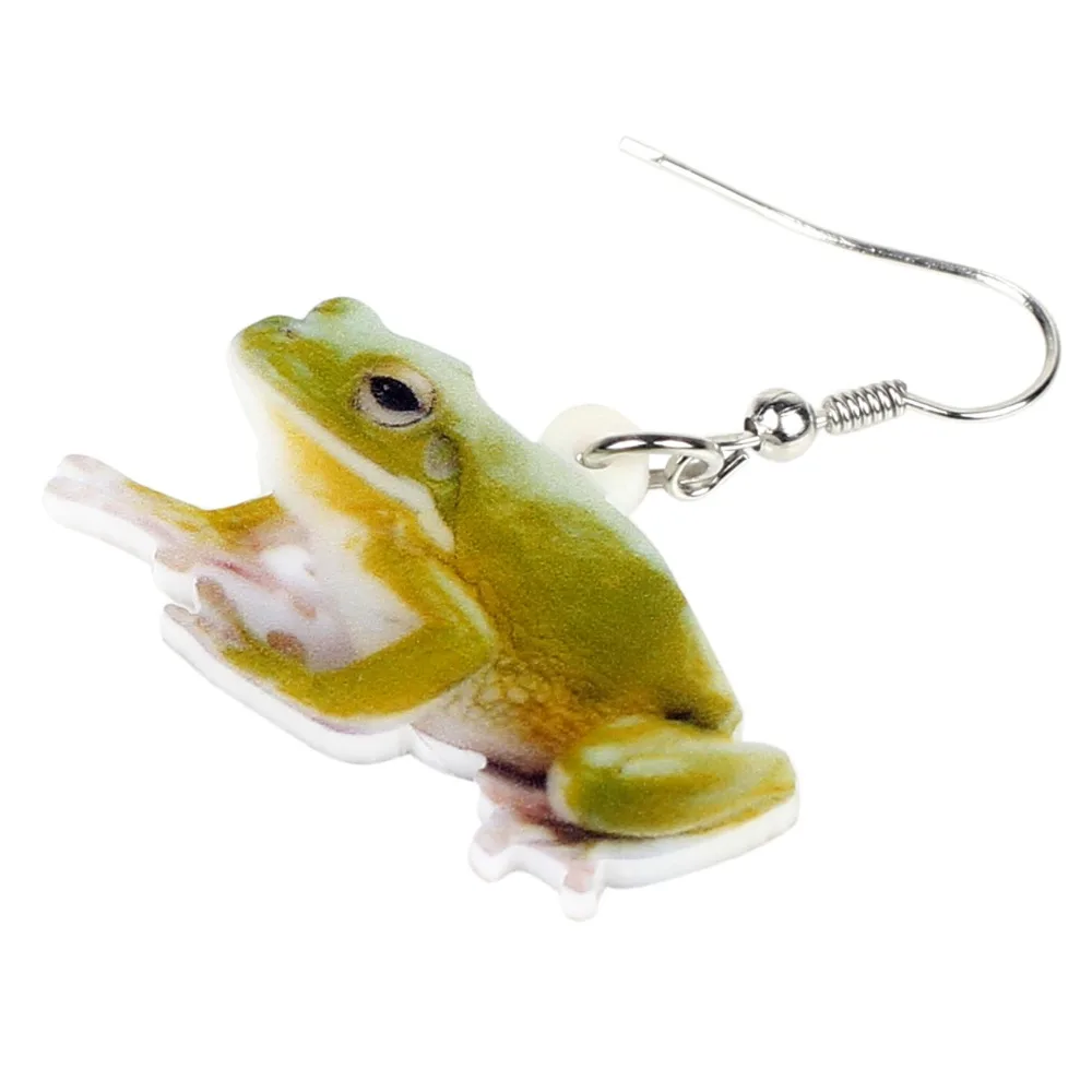 WEVENI Accessory Acrylic Cute Green Frog Earrings Dangle Drop Animal Jewelry For Women Girls Cute Party Gift Charms Dropshipping