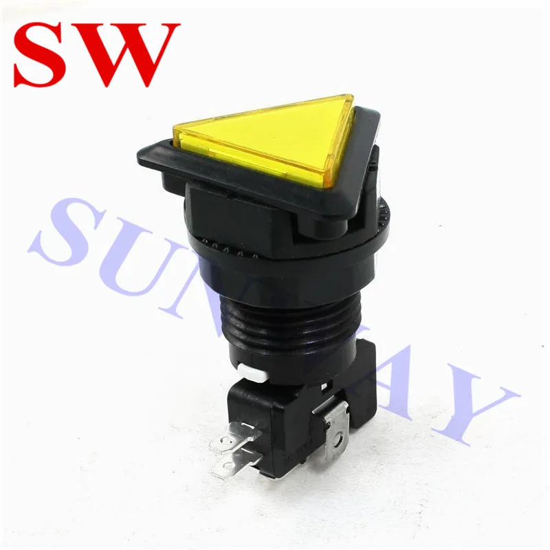 5 สีปุ่มอาเขต 12 โวลต์สามเหลี่ยม LED อาเขตกดปุ่ม microswitch วงกลมสีดำสว่าง