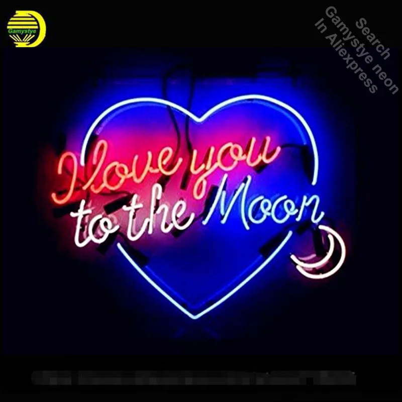 Neon Sign I love you to the Moon Neon Light Sign Handcrafted Glass Tubes Customized LOGO Fast Dropshipping Neon Lamps Wholesale