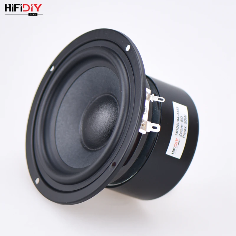 HIFIDIY LIVE HIFI 4 inch 4.5" Midbass Woofer speaker Unit  4 / 8 OHM 50W cotton and hemp fiber basin Loudspeaker B4-116S