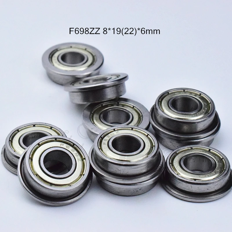 

F698zz 8*19(22)*6mm 10pieces Flange bearing 698 698ZZ metal sealed ABEC-5 chrome steel miniature bearings hardware