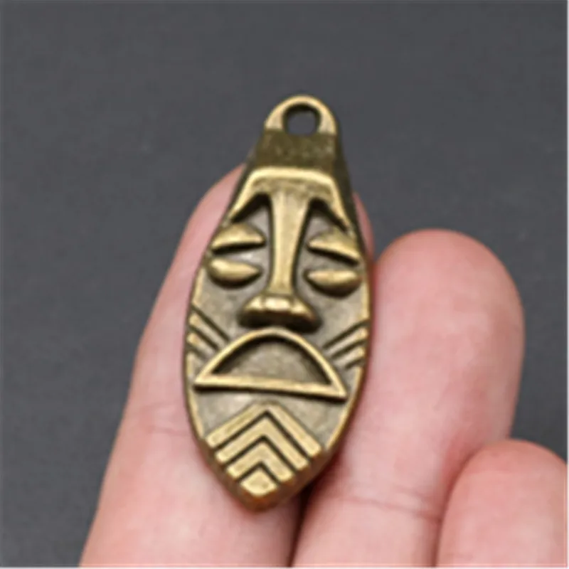 8pcs Antique Bronze Color Retro 3D Face Pendant Hip Hop Necklace Earring Accessories DIY Charms For Jewelry Crafts Making A732