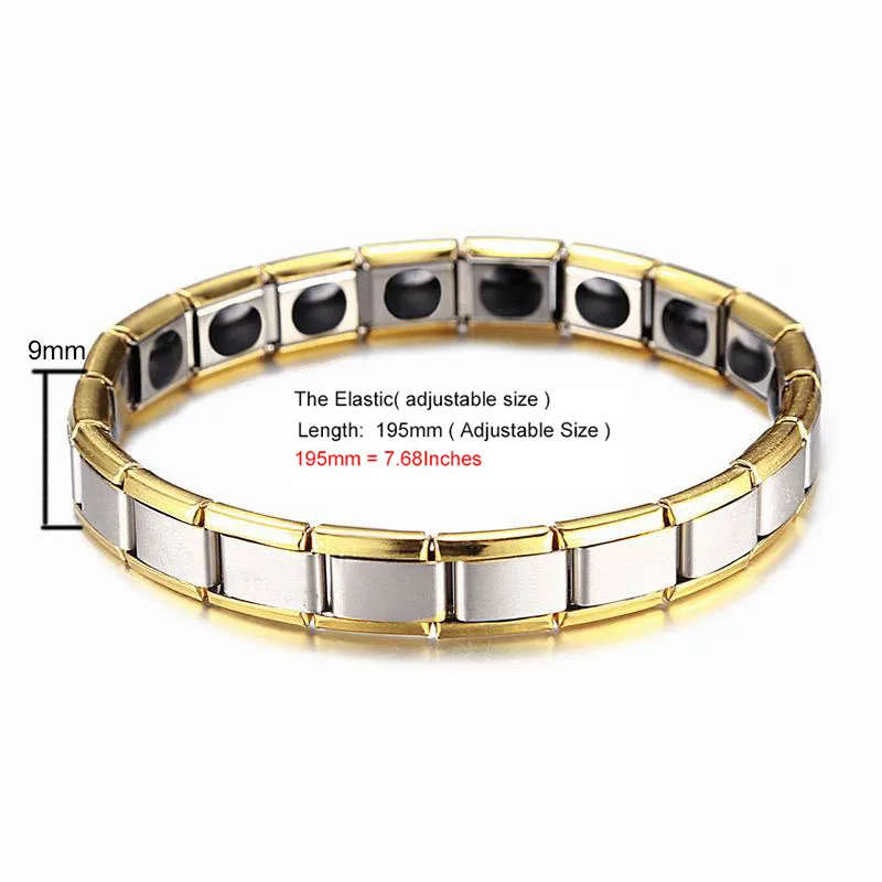 New 4 Color Blue Stainless Steel Chains Health Energy Balance Germanium Magnetic Bracelet For Men Male Bracelets Femme Jewelry