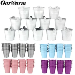 OurWarm 10/50 Baby Shower Candy Box Metal Buckets Pots Mini Pail bucket boxTree Plant Candy Bar Wedding Party Favors Gift Boxes