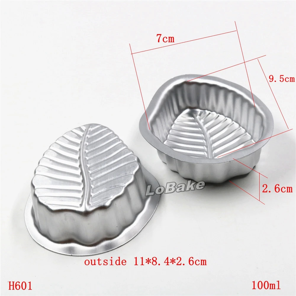 (5pcs/lot) 100ml creative leaf shape anodising aluminium tart mould bean jelly pudding mold loaf pan DIY bakery supplies