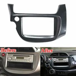 Carbon Fiber ABS Car GPS Navigation Cover Ring Panel Frame Trim For Honda FIT 2008-2013