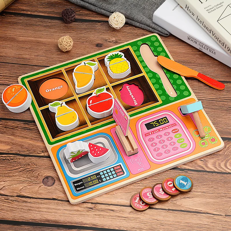 Puzzle Di legno Giocattoli di Generi Alimentari Cucina Enfant Falso Cibo In Miniatura Barbecue Da Cucina di Cottura Supermercato Educativi Per Bambini Giocattolo Gioco del Gioco