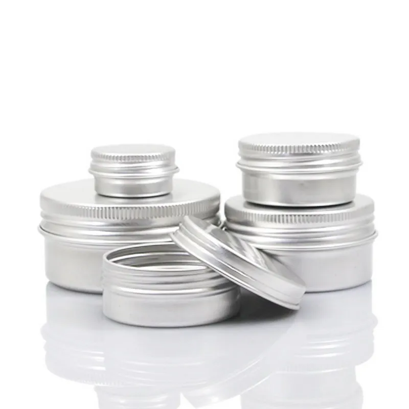 51015 30 60 100 150 200 250 ml Makeup Aluminium Jar Tin Pot Nail Art Lip  Empty Cosmetic Containers Screw Thread Cream Storage