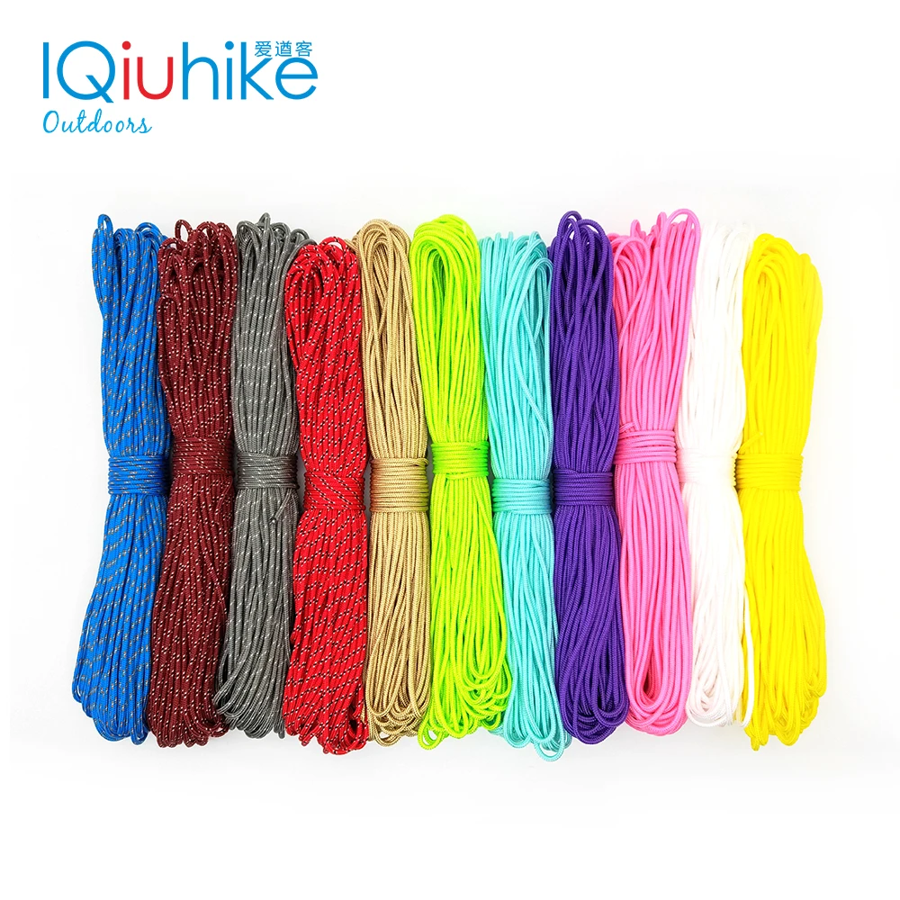 50FT 100 สี Dia.2mm One Stand แกนเชือก Paracord Parachute Cord เชือกเชือกเต็นท์สำหรับเดินป่าตั้งแคมป์