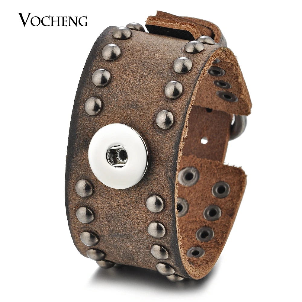 

10pcs/lot Snap Charms Leather Bracelet for 18mm Button Vocheng Interchangeable Jewelry Rivet Style NN-593*10