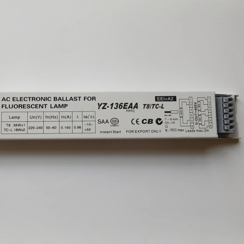 3AAA YZ-136EAA Instant Start Fluorescent Lamp Electronic Ballast For T8/TC-L 36WX1 18WX2 Lamp AC 220-240V CCC CE CB