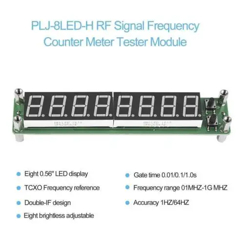 PLJ-8LED-H 8 Digit 0.1~1000MHz RF Signal Frequency Counter Meter Tester LED