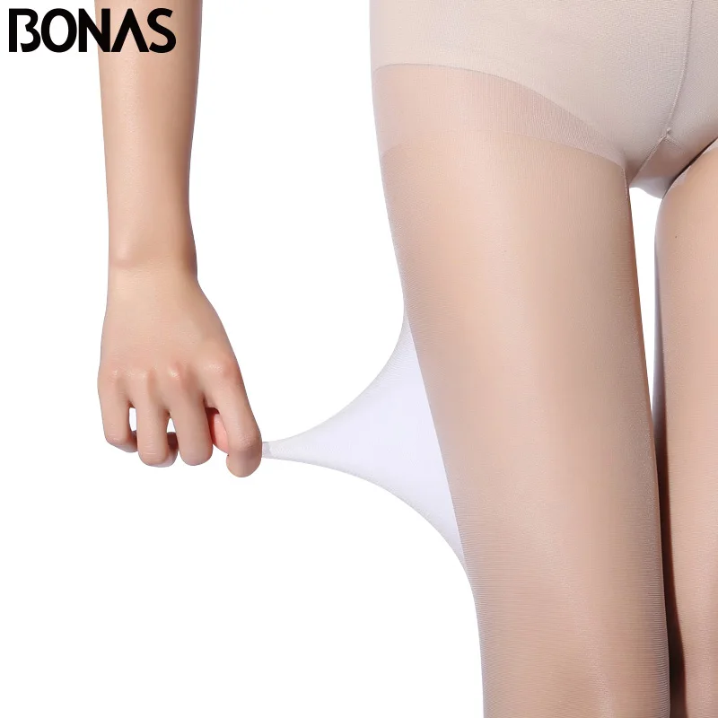 BONAS 3 sztuk/partia 15D kobiety przezroczyste rajstopy lato Solid Color rajstopy moda Sexy Nylon poliester rajstopy pończochy kobiet