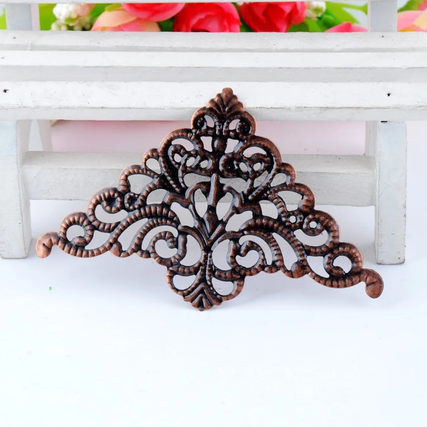 Free shipping Retail 5Pcs Copper Tone Filigree Wraps Connectors Metal Crafts Gift Decoration DIY Findings 4.8x7.5cm