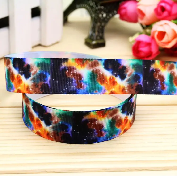 7/8inch  Galaxy Printed Grosgrain Ribbon Hairbow Headwear Party Decoration Diy Wholesale OEM 22mm P5760