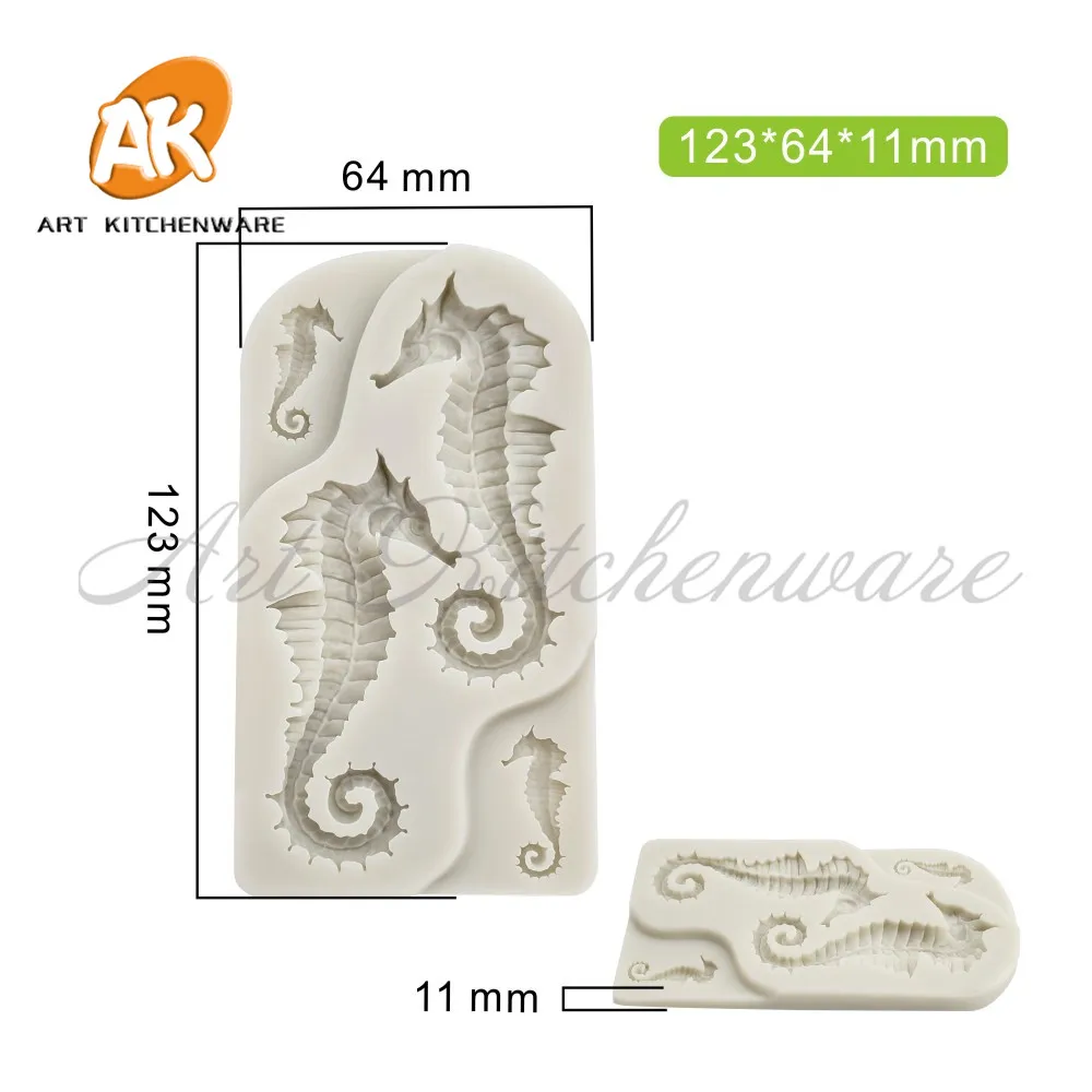 Hippocampus Mold Fondant Molds Fondant Cake Tools Silicone Sugarcraft Mold Bakeware Cupcake Tool Chocolate Molds