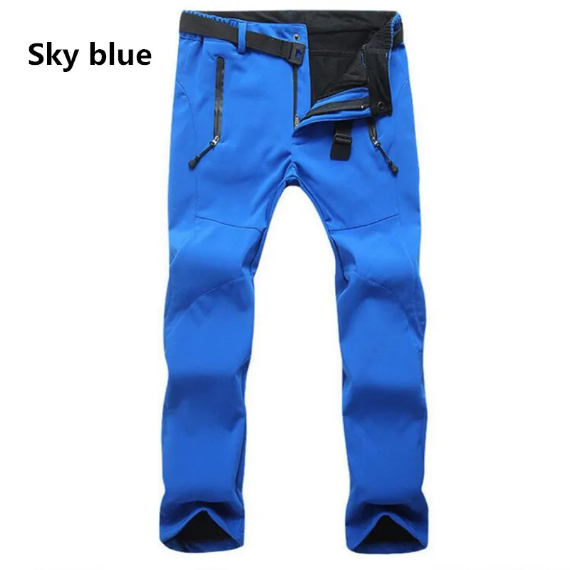 Women\'s outdoor autumn and winter soft shell pants Casual riding warm fleece pants Hiking pants ski waterproof pants