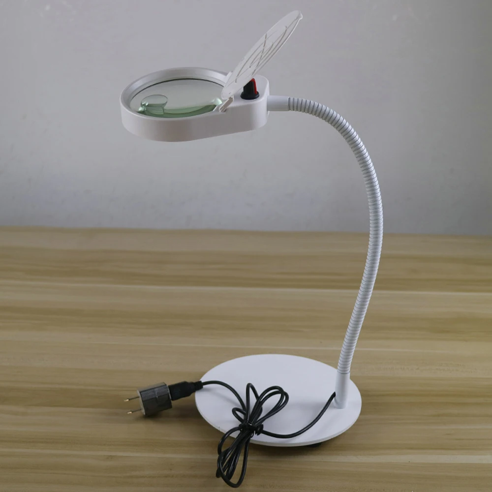 3X 100mm 10X 20mm multifunction clip-on desk Illuminating Magnifier reading led lamp