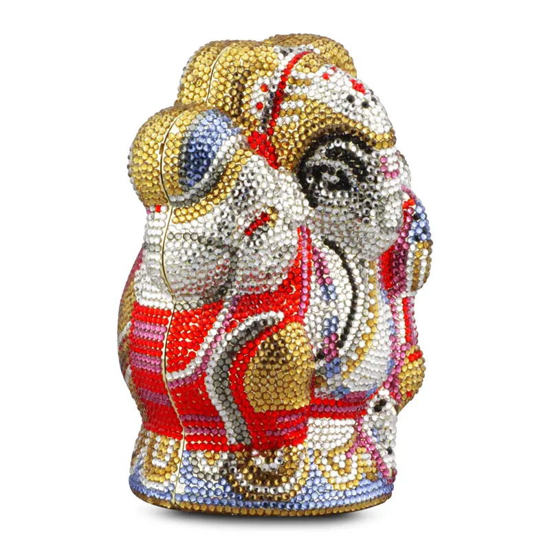 Chaliwini  Multi Crystal Thai Buddhist Elephant Women Evening Clutch Bag Wedding Party Minaudiere Handbag Metal Clutch bag image 2