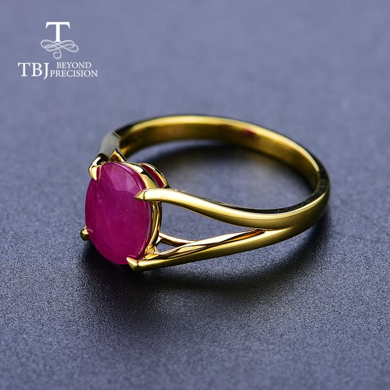 TBJ,14K yellow gold rings 100% natural gemstone ruby 1.15ct simple Luxury fashion joker fine jewelry for woman anniversary gifts