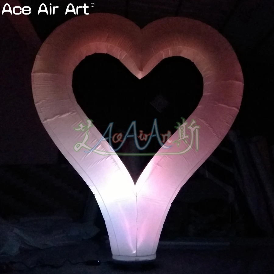 Modèle de coeur plonger oyant LED diversifié, coeur gonflable Dream ica avec ventilateur de base pour la Saint-Valentin, décoration de sol de fête de mariage