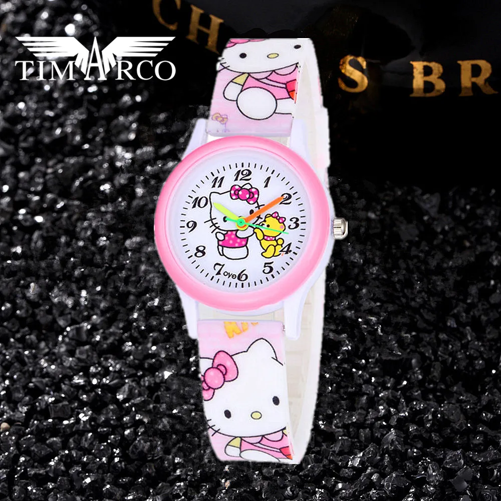 2023 neue Rosa Kinder Uhren Niedlichen Cartoon-Muster Kinder Uhr Cartoon 3D Silikon Band Enfant Ceasuir Quarz Uhren Für Mädchen