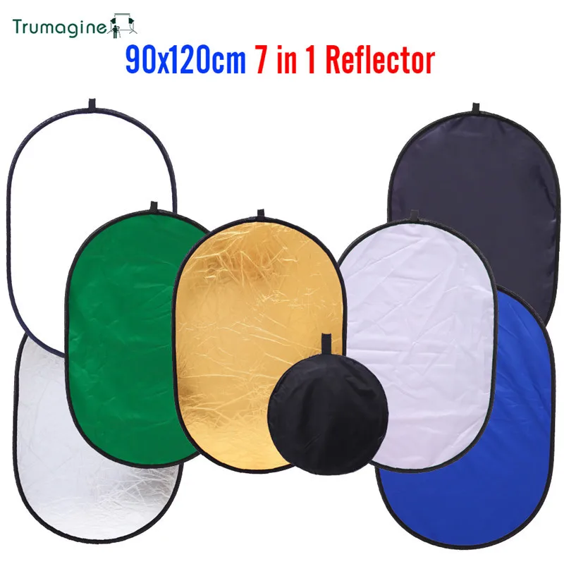 TRUMAGINE 90 *120CM 7 in 1 Light Reflector Collapsible Portable Diffuser Photography Studio Oval Light Reflector Free Shipping