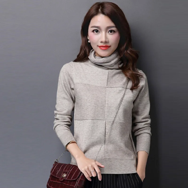 Autumn winter cashmere sweater female pullover high collar turtleneck sweater women solid color lady basic sweater maxi xxxl