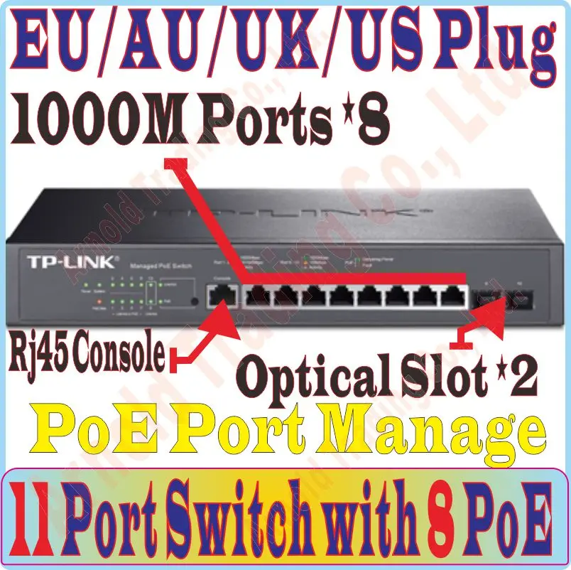 

Chin-Firmware 11 ports POE 1000Mbps Switch with 116Watt 8 POE ports Management, Supply Power to Camera AP etc, With 2*SFP Ports