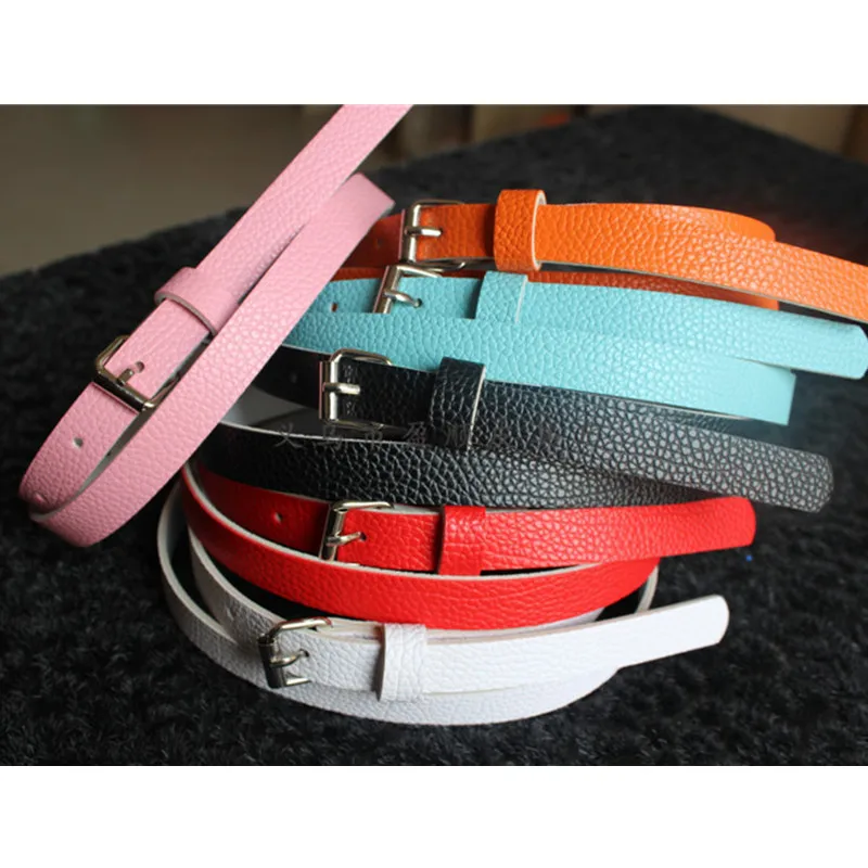 Colorful Women Belt PU Faux Leather Female Belts Black White Red Blue Green Orange Yellow Pink Brown Ladies Wholesale Belt Strap