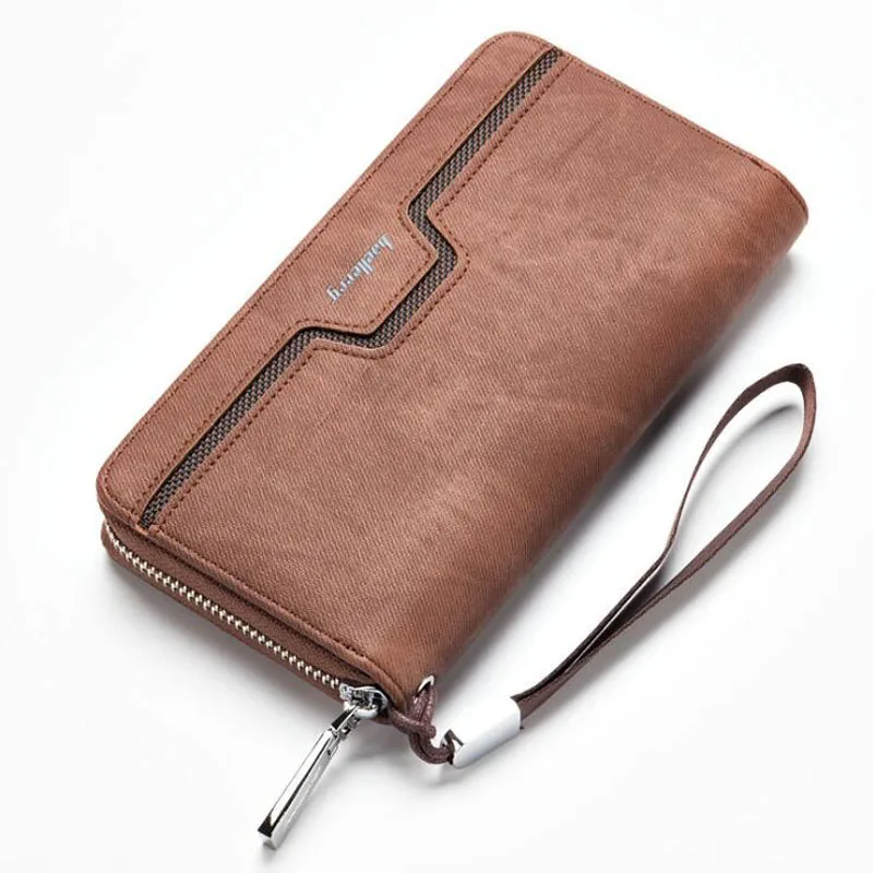 

baellerry Long Large Capacity Men's Leather Wallet Clutch Bag For Man Money Coin Phone Pocket Male Purse Male Credit Card Holder