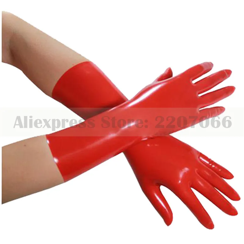 Hot Sale Sexy Red Latex Gummi Rubber Fetish Short Gloves RLA033