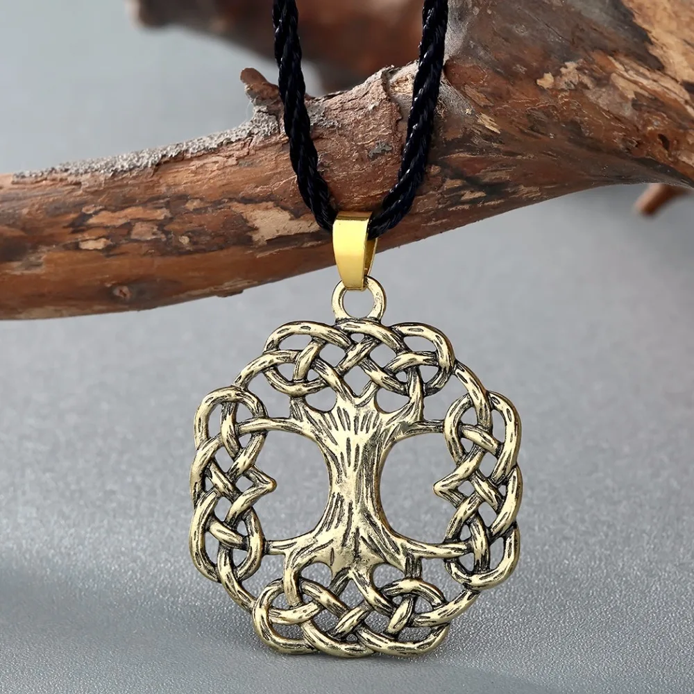 Kinitial Vintage Tree of Life Necklace Ash World Tree Pendants Necklaces Viking Scandinavian Pendant Bronze Jewelry