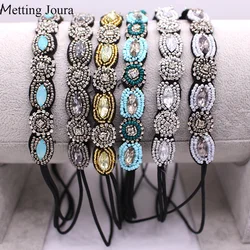 Metting Joura Vintage Bohemian Ethnic Beads Handmade Headband Party Bohemian Rhinestone Elastic Hair Band Hair Accessory