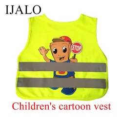 Cartoon Reflective Safety Vest para Crianças, Colete lateral elástico ajustável para treinamento escolar, Colete respirável para crianças